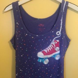 Victoria’s Secret purple tank top with roller skate and multicolor stars size M